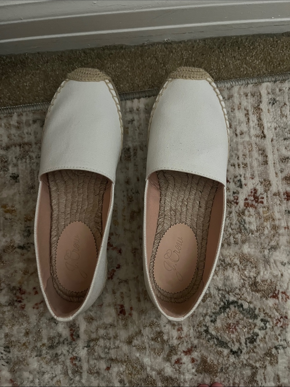 J. Crew Cream Canvas Espadrille Flats with Jute Trim